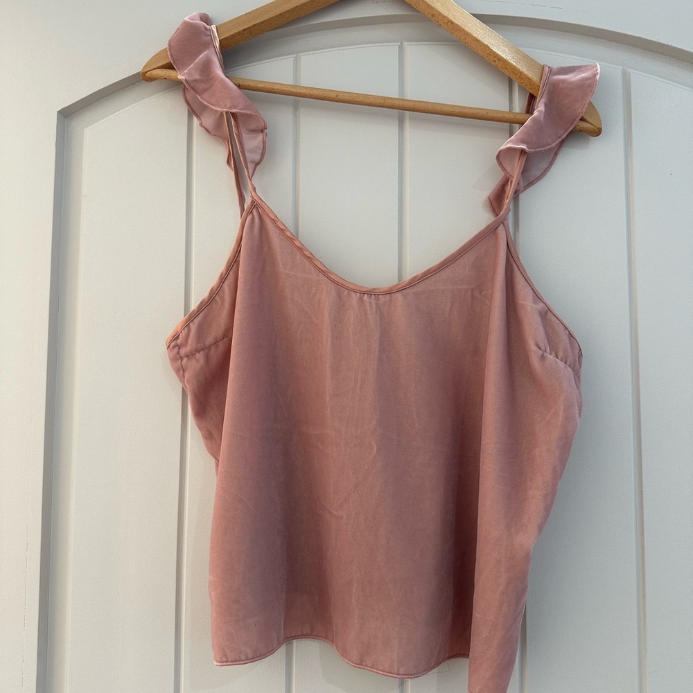 Elegant Pink Ruffle Strap Top